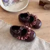 Zapatos Pequeños de Cuero con Lazo Francés 2026 Primavera/Otoño Nuevo Estilo Coreano para Niñas con Adorno de Encaje Zapatos de Princesa Suela Suave Zapatos de Vestir