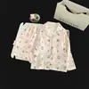 Pijama infantil de algodón nube para primavera y otoño transfronterizo, conjunto de manga larga con cuello camisero fino para niños, ropa de casa para niños mayores, comercio exterior