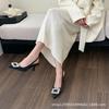 Sandalias de Tacón Alto Estilo Francés para Mujer, Nuevo Modelo de Verano, Elegante Estilo Socialité, Inspiradas en Chanel, Punta Cerrada, Punta Aguda con Pedrería, Al por Mayor