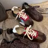 Versión de Piel de Vaca~Piel Suave Retro Tacón Oculto Bailarina Zapatos de Entrenamiento Alemán para Mujer Nuevo Punta Redonda Estampado de Leopardo Casual Deportivo Zapatos Forrest Gump