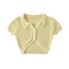Roupas femininas europeias e americanas estilo hot girl estilo francês de puro desejo gola polo curta sexy de mostrar o umbigo slim fit manga curta malha camiseta