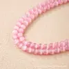 Atacado Pulseira Longa com Contas de Pedra Olho de Gato Rosa Acessórios para Colar DIY Furo Passante Contas de Pedra Olho de Gato Rosa Prontas