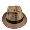 Sombrero de Jazz de Paja Transpirable con Visera para Hombre de Primavera y Verano con Cuadros Grandes Sombrero Fresco Protector Solar Sombrero para Pareja