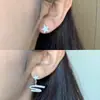 Brincos Fita Estelar de Zircônia Completa Agulha de Prata, Brincos Modernos, Elegantes, Delicados e Doces para Mulheres, Luxo Acessível e Brincos de Alta Qualidade
