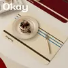 Jogos Americanos de Couro com Padrão de Linhas Estilo Coreano, À Prova d'Água, À Prova de Óleo, Limpáveis com Pano, Tapetes de PVC Sem Lavagem, Porta-Copos, Porta-Tigelas, Tapetes de Isolamento Térmico, Fáceis de Limpar