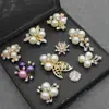 Bolsa de materiales para hacer accesorios para el cabello tipo moño estilo coreano, broche de flor de aleación con diamante y perla, accesorios de insignia