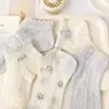 Calcetines de Niña Verano Malla Finos Transpirables Calcetines Grises Lindos Dibujos Animados Gato Niños Calcetines Blancos con Encaje