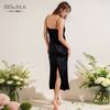 Camisola de seda longa e pesada de 19 mmi, camisola feminina 100% seda amoreira, sem costas, sexy, roupa de casa, camisola