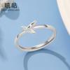 Xi Gu J0124 Anel de Papel de Garça em Prata S925 para Mulheres Estilo Mori Pequeno Fresco Design Simples Anel Joia