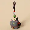 Chaveiro Pingente Escultura em Madeira Gato Azul Feito à Mão, Decoração Fofa para Mochila com Tema de Animais de Estimação, Presente para Aniversário de Amigos