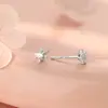 Pendientes de Plata de Ley S999 con Circonita en Forma de Estrella Dulce de Cuatro Puntas para Mujer Estilo Coreano Simples Populares Literarios Suaves Pendientes de Gota Venta al por Mayor