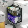 Caixa de Lenços para Banheiro sem Furo Porta-Objetos Cesta Montada na Parede Deslizante Porta-Papel Higiênico Porta-Papel em Rolo para Banheiro