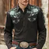 Camisa de Manga Larga con Doble Bolsillo para Hombre Estilo Europeo y Americano, Estampado 3D, Moda Transfronteriza Estilo Étnico, Comercio Electrónico, Venta al por Mayor de Comercio Exterior