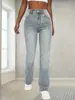 Fabricação Sob Medida OEM Comércio Exterior Transfronteiriço 2025 Novos Jeans Cinza Retos de Cintura Alta Calças Femininas Fábrica de Origem