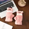 Guantes de Peluche de Capibara Lindos para Mujer, Cubierta Plegable de Medio Dedo para Invierno, Compatibles con Pantalla Táctil, Cálidos y Gruesos, para Estudiantes y Ciclismo, a Prueba de Frío