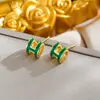 Amazon Explosiones Moda Acero de Titanio Chapado en Oro de 18 Quilates Pendientes de Trébol de Cuatro Hojas Pendientes Elegantes Versátiles para Mujer Pendientes No se Desvanecen