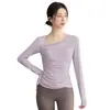 Roupas Novas de Yoga, Tops de Malha de Outono, Roupas de Treino Fitness Emagrecedoras de Manga Longa, Roupas Esportivas de Pilates, Aparência Elegante