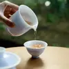 Montaña del Crepúsculo Cerámica Púrpura Hecha a Mano con Neumático Delgado Juego de Té Kung Fu Tazón con Tapa Sancai Tetera Taza de Servicio Única Taza de Té