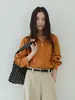 [Oufan] Camisa de Manga Larga de Color Sólido con Bloques de Color Inspirada en el Diseño para Mujer, Nuevo Estilo 2026, Corte Holgado, Adelgazante, Camisa Exterior 8526