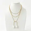 Cadena de Perlas Oceánicas de Venta Caliente Transfronteriza Europea y Americana Cadena para Clavícula de Mujer Colgante de Estrella de Mar y Concha Collar Multicapa Apilable Venta al por Mayor