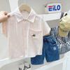 Camisas de Niño Verano Bebé Niño Camisas de Manga Corta Delgadas 2025 Ropa de Verano para Niños Nueva Tops Rayados Estilo Coreano Moderno