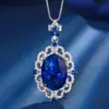 Conjunto de Joias Huabi Base de Cobre Banhado a Ouro Topázio Azul Sintético Criativo Full Diamond Luxo Incrustado 13*18-8*12