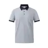 Camisa polo de tejido gofrado sin costuras de tacto frío de 200 g con cuello en color block, camiseta de manga corta de verano con cuello camisero, ropa de trabajo con bordado