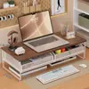 Soporte para computadora de estilo cajón con rejilla de hierro forjado, estante de almacenamiento universal para escritorio para laptops, organizador de escritorio de oficina