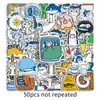 50 adesivos originais de peixe-gato de giz, fofos e coloridos, infantis, estilo coreano, à prova d'água, adequados para capacetes e caixas de armazenamento