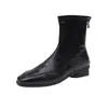 Botas Delgadas de Tacón Alto y Punta Cuadrada Estilo Coreano, Botines Cortos para Mujer, Botas Martin Elásticas Retro Francesas de Tacón Grueso, Botines Cortos Estilo Británico