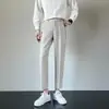 Pantalones largos de hombre estilo coreano finos holgados pantalones de traje pequeños estilo Hong Kong casual pantalones de traje versátiles de pierna recta con caída pantalones largos