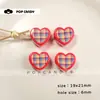 Acessórios DIY de Coração Xadrez com Furo Grande de Acrílico Peças de Pingente Materiais Artesanais Joias Fofas Miçangas Soltas