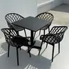 Conjunto de Mesa y Sillas Moderno para Exterior para Área de Ocio en Balcón, Mesa Redonda de Acero al Carbono para Patio al Aire Libre, Muebles de Plástico para Uso en Exterior de Tienda de Té de Leche