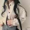 Abrigo de lana casual holgado de longitud corta, estilo coreano, de cuello alto, moderno y genial, para otoño e invierno, de nicho, para mujer