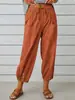 Directo de fábrica, en stock, pantalones cropped de color liso para mujer, con cordón y cintura elástica, estilo harén, disponibles en varios colores, pantalones casuales tipo linterna, envío directo disponible