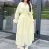 Vestido de Verano 2026 Nuevo Transfronterizo para Mujer Vestido Plisado de Color Sólido con Cuello en V Estilo Retro Francés Fresco para Mujer