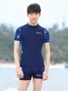 Traje de baño de dos piezas para adolescentes, top de manga corta, bañador de manga larga, conjunto de traje de baño para hombre con protección solar, equipo completo de natación