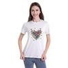 2023 Nueva Camiseta Holgada de Cuello Redondo a Color con Estampado de Mariposa y Corazón para Mujer Europea y Americana de Manga Corta