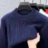 Suéter Jacquard de Alta Gama para Hombre Cuello Redondo Estilo Otoño Invierno Engrosado Cálido Casual Capa Base Tejido Estilo Old Money para Hombre Dropshipping