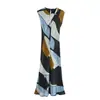 25 Novidades Primavera e Verão Moda Feminina Estilo Europeu e Americano Vestido Estampado Elegante com Textura de Cetim de Seda