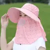 Sombrero de Sol de Verano para Mujer Protector Solar Chal Cubre Rostro para Montar Sombrero con Visera Grande Cubre Rostro Sombrero para Recoger Té Pequeño Cereza Plegable