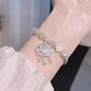 Pulsera Ping An Candado Mitad Pulsera Mitad Cadena Pulsera con Sentido 2023 Nuevo Vintage Flor de Loto Candado de Larga Vida Marca de la Suerte Regalo de Cumpleaños para Novia