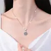 Collar Transfronterizo Europeo y Americano de Moissanita para Mujer, Colgante Redondo en Forma de Corazón, Cadena para Clavícula Versátil de Moda de Alta Gama en Plata de Ley S925