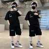 Conjunto de Manga Corta para Niños 2026 Nuevo Verano Waffle Infantil Casual Moderno Dos Piezas Atuendo de Verano para Niños Mayores