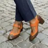 Comércio Exterior Transfronteiriço Exportação Tamanho Grande 40-43 Bico Redondo Salto Grosso Mary Jane Sapatos de Salto Alto Femininos Europeus e Americanos Bico Quadrado