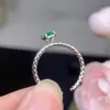 Anel pequeno de esmeralda fresca prata 925 esmeralda incrustada anel de vida feminino atacado 4*6mm uma geração