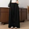 Pantalones negros de pierna ancha Yamamoto para mujer, nuevo estilo verano 2026, ligeros, transpirables, de cintura alta, fluidos, holgados, casuales, versátiles