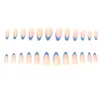 Novas Peças de Unha Manicure Pequenas Frescas Mais Vendidas Transfronteiriças 3D Estéreo Azul Francesa Cauda de Peixe Longa Amêndoa Unhas Usáveis Atacado