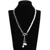 Collar de borlas de perlas artificiales con forma especial, de moda, transfronterizo europeo y americano, elegante, simple, geométrico, de cadena multicapa