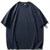 Camiseta de Color Sólido de Manga Corta para Hombre, Verano Casual Holgada Simple Versátil Bolsillo de Parche Moderna Cuello Redondo Camiseta de Media Manga